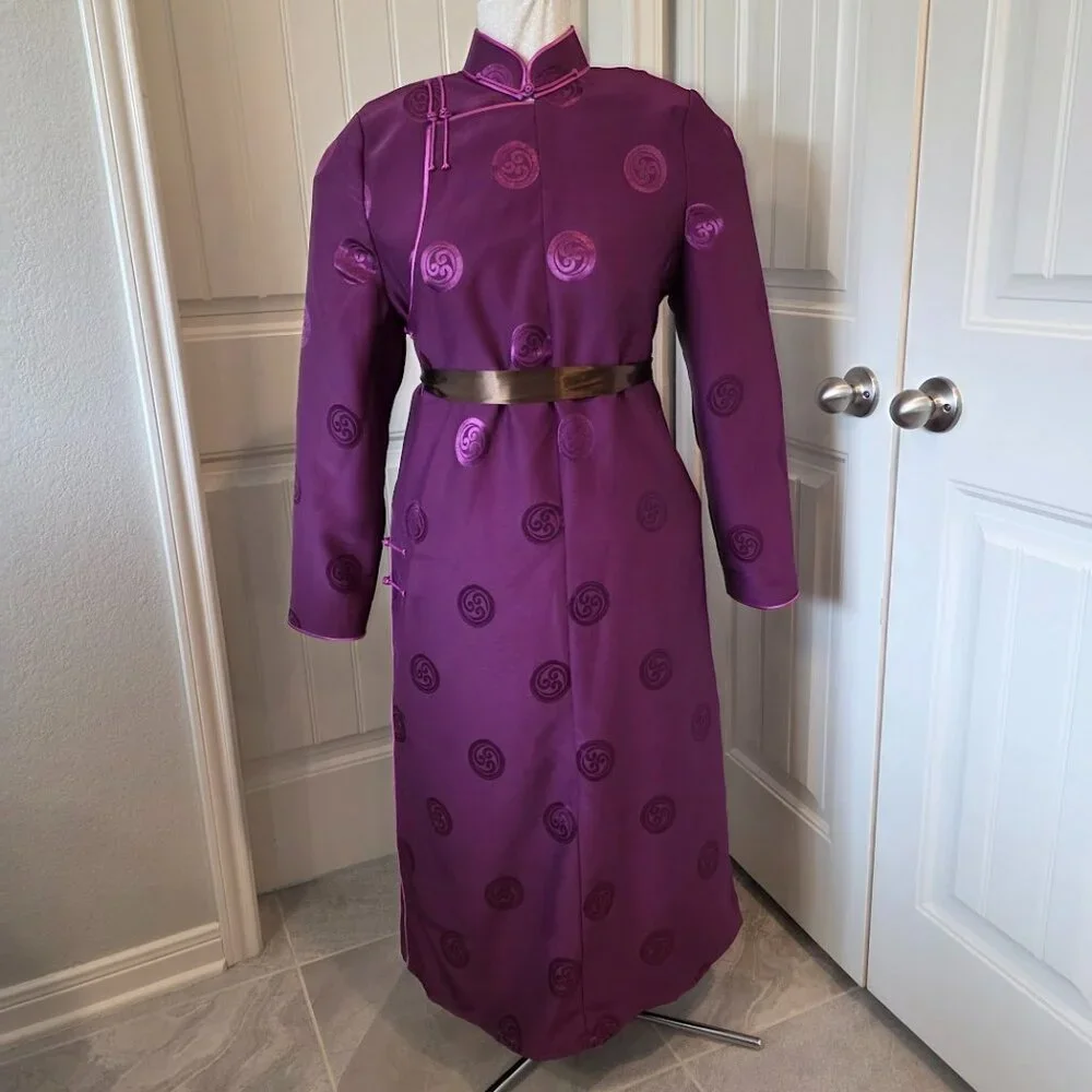 Traditional Mongolian Dress with Stand Collar - Picture 1 of 5